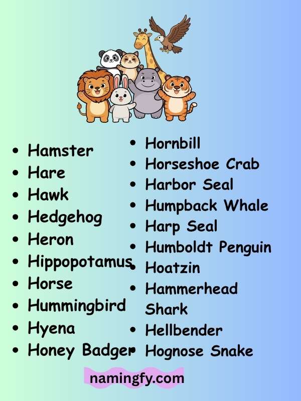 Animals With H Names