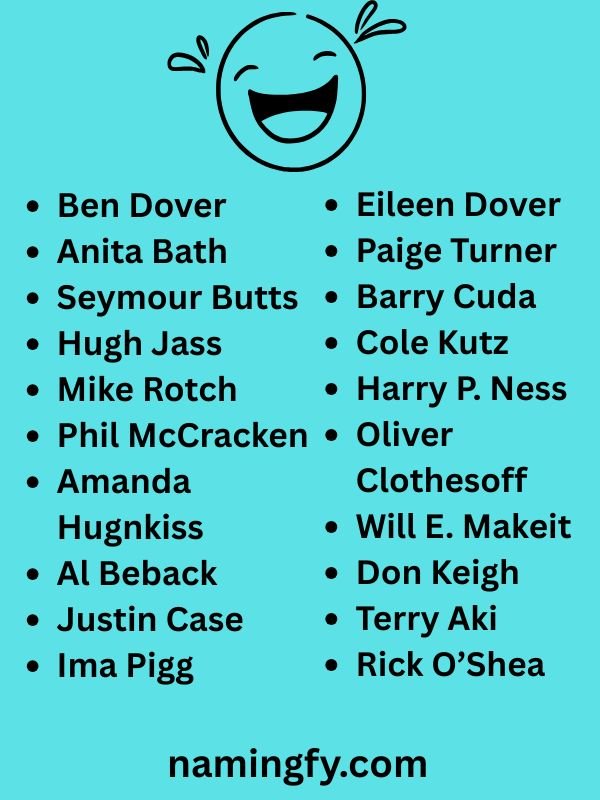 300 Funny Names Like Ben Dover, Clever & Punny Ideas